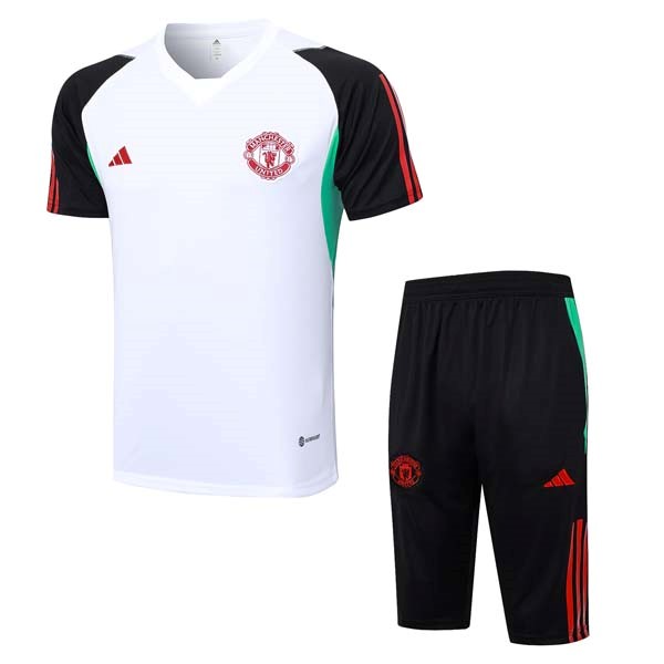 Camiseta Entrenamiento Manchester United Conjunto Completo 2023-24 Blanco